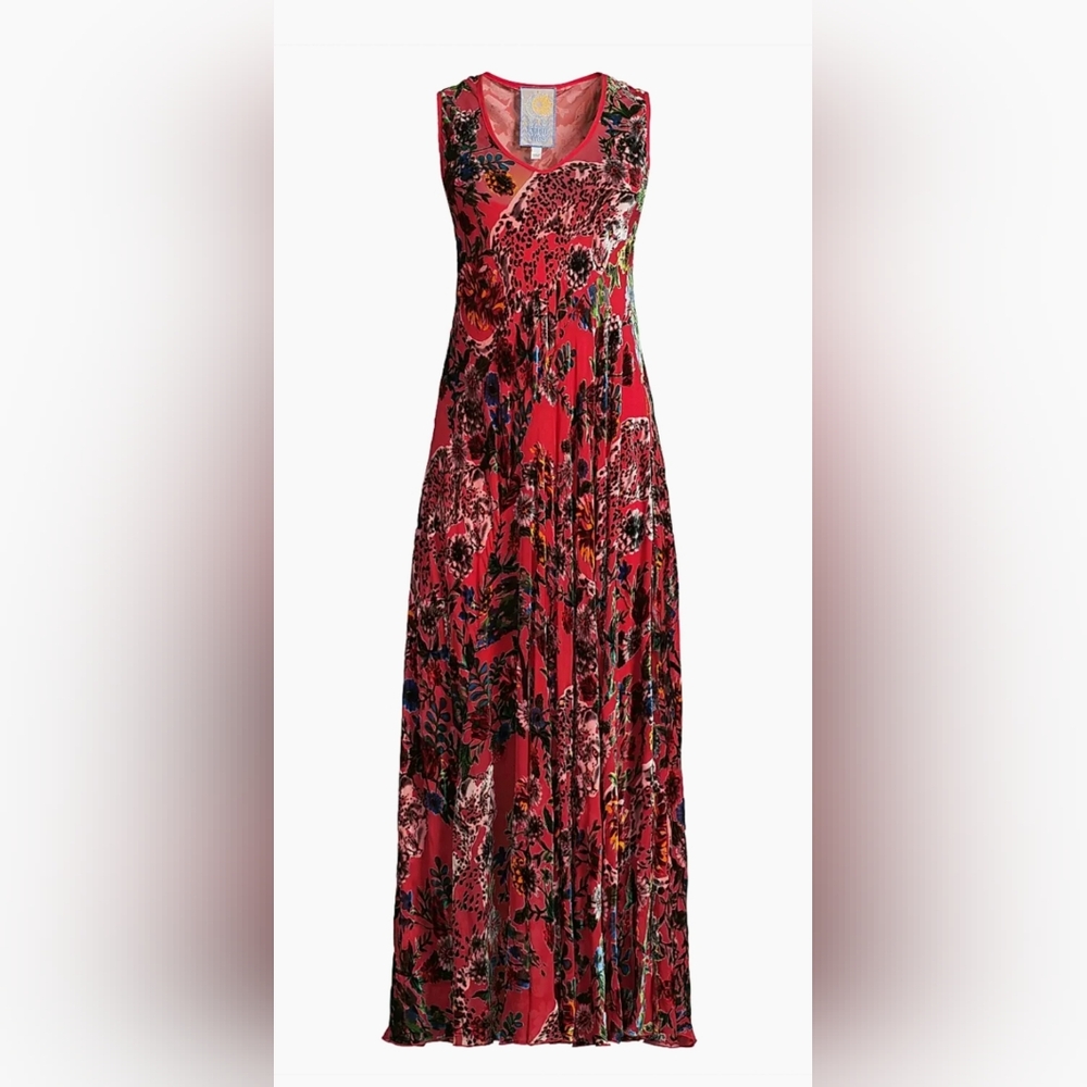 Johnny Was Bobcat Forest Dress Silk Blend Red Floral Maxi Medium NWT Boho Luxe - Picture 5 of 11